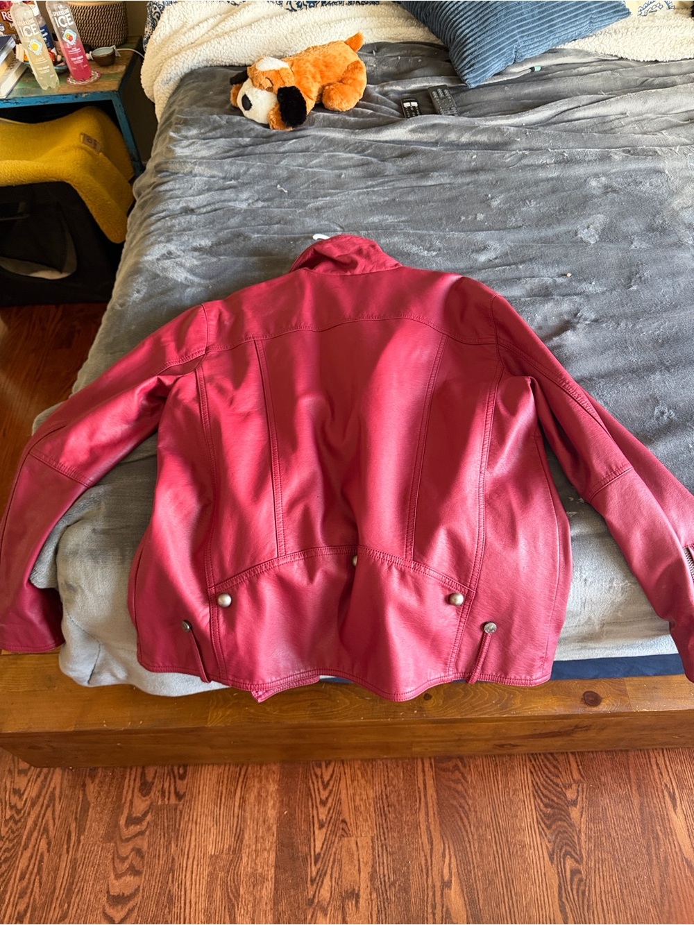 We The Free Wine-Red Faux Leather Moto Jacket - Picture 3 of 4
